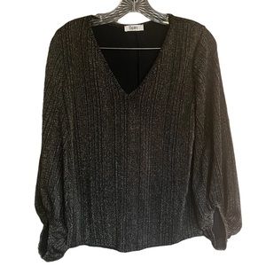 SPIN Black & Gold Metallic Threads Long Sleeve  Top